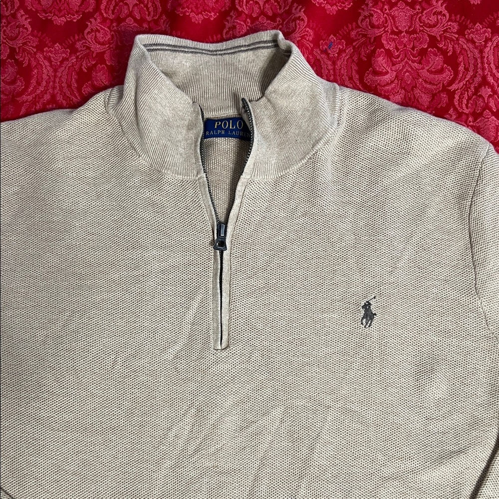Polo Ralph Lauren Quarter Zip Pullover Tan Sweater Men 2XLT
